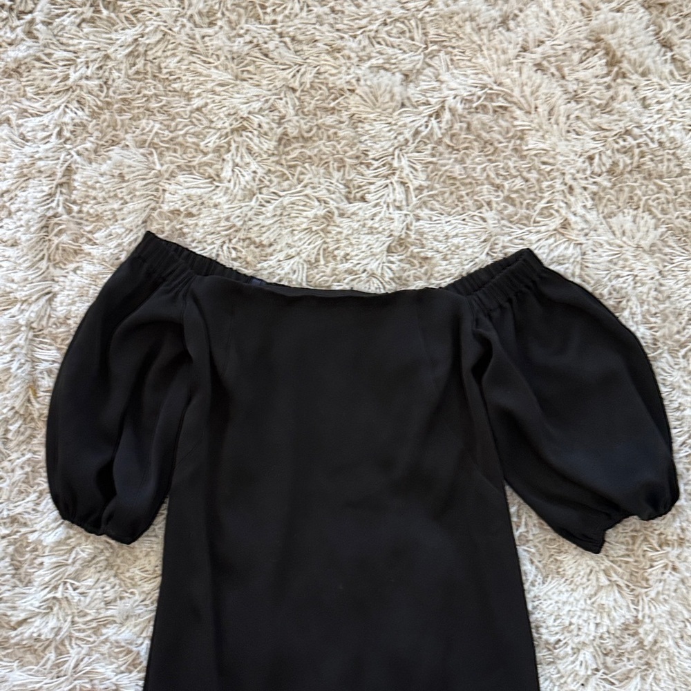 Shoshanna Midnight Off the Shoulder Black Ruffled Hem Dress - Picture 3 of 5